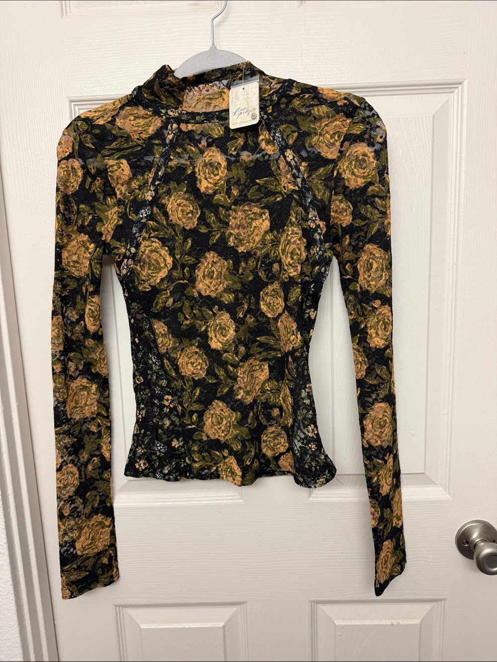 Free people Floral Long-Sleeve lace Top